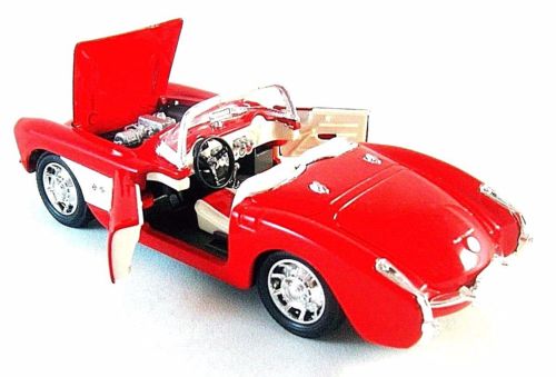 WELLY 1:24 SCALE 1957 RED CHEVROLET CORVETTE DIECAST CAR MODEL 29393RED 